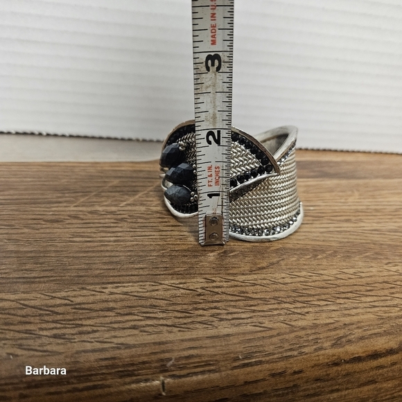 Silver-tone Black and Gray Rhinestones Hinge Bracelet - Picture 9 of 10